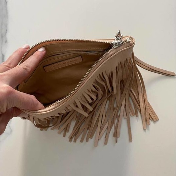 Banana Republic Pink/Beige Leather Fringe Clutch - moving sale! - Picture 2 of 2